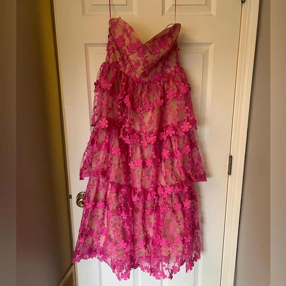Enchanted Night Tiered Embroidered Midi Dress - Picture 2 of 3